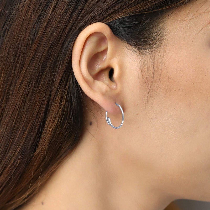 Boma Jewelry Sterling Silver Pull Through Hoop Earrings (Medium Silver) - Image 2